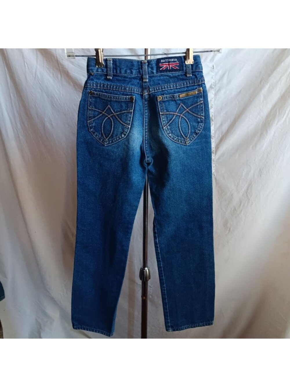 Vintage 1980's Jeans Girls 10 22x26 BRITTANIA DISCO EMBROIDERED POCKET DENIM